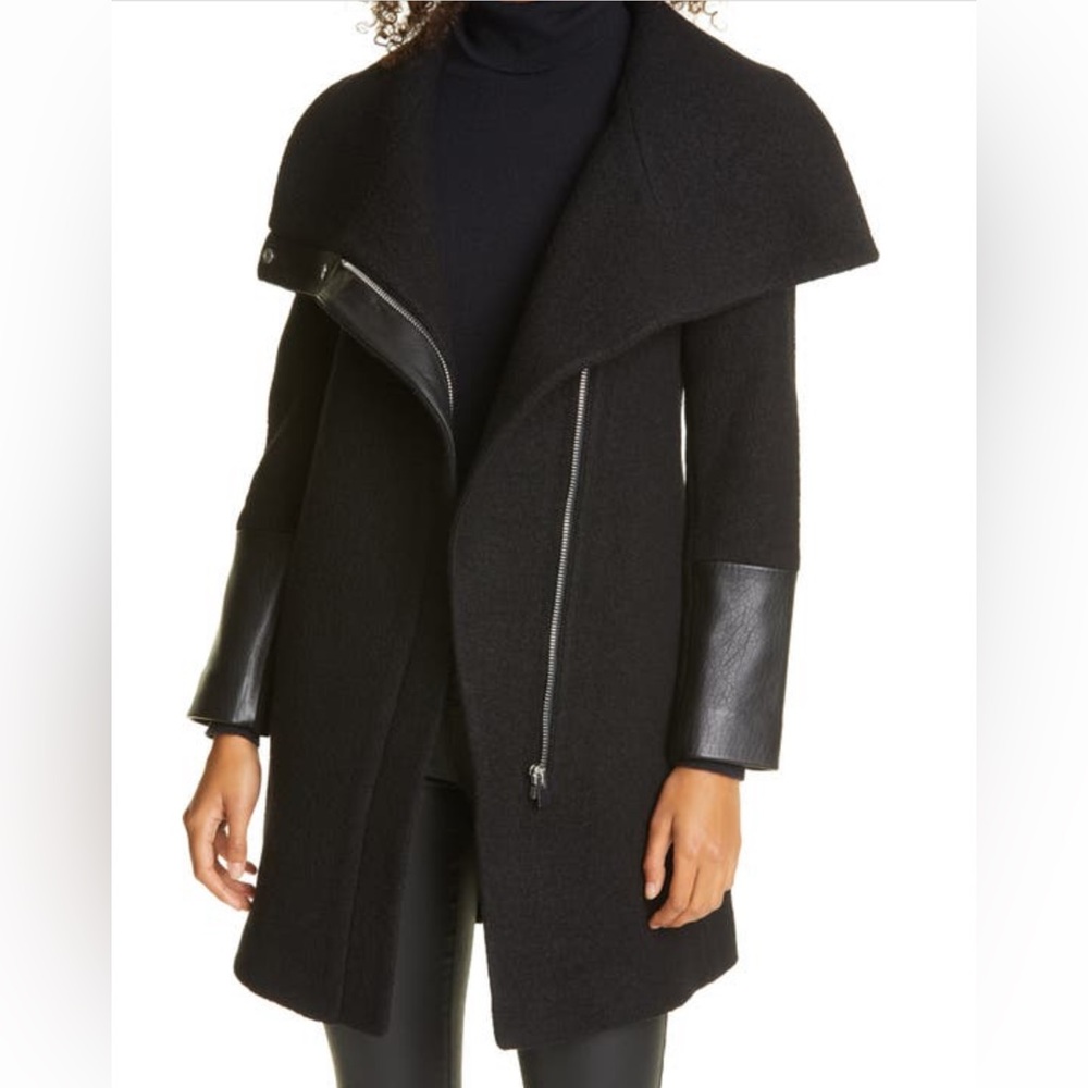 🔥🔥Club Monaco Halli Wool and Leather Moto Coat